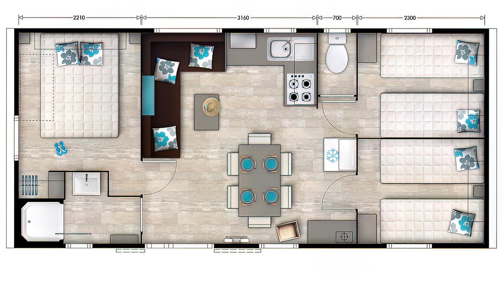 Map of the mobil home - Camping La Siesta | La Faute sur Mer